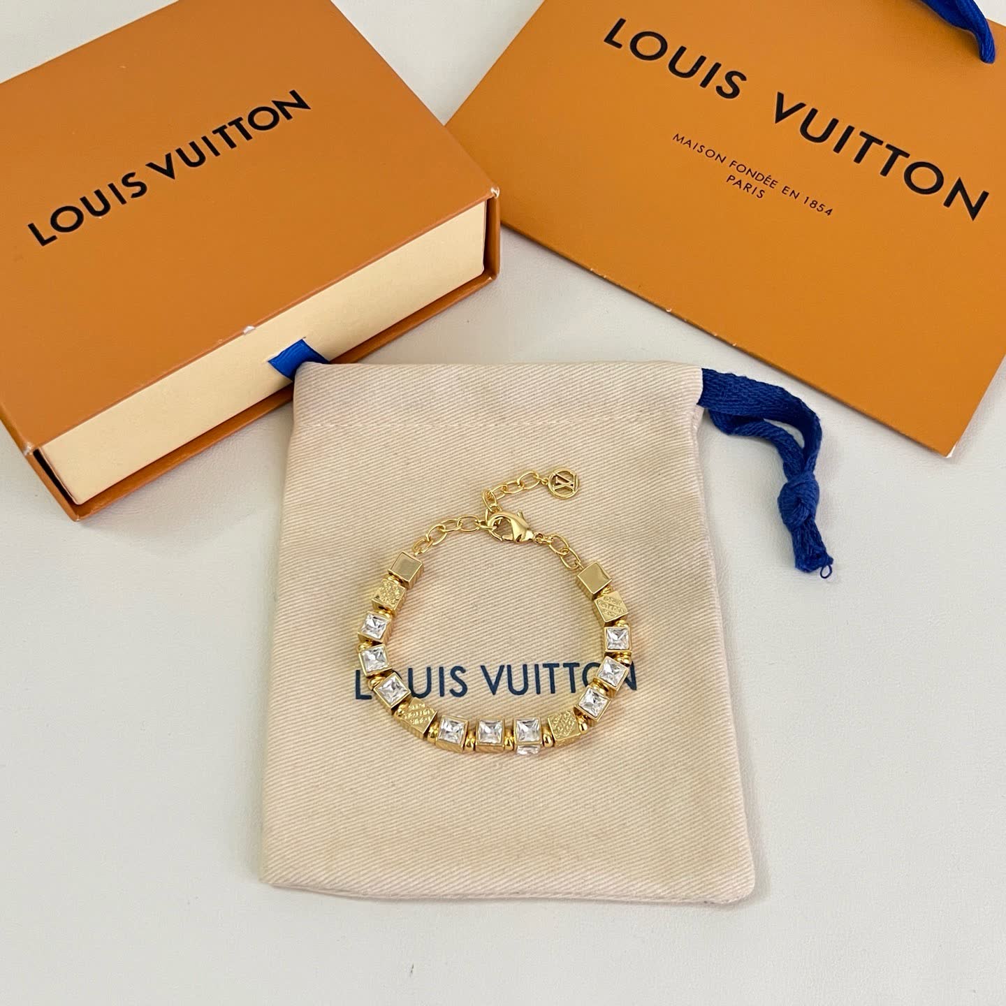 Louis Vuitton Gold Tone Crystal Bracelet